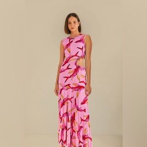 FARM Rio Pink and Red Tropical Maxi Dress